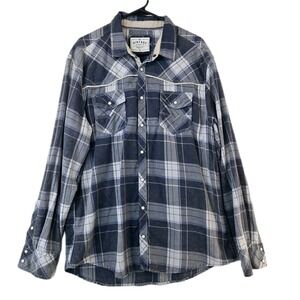 BKE Vintage Flannel Shirt Western Plaid Long Sleeve Button Up Men's Extra Large